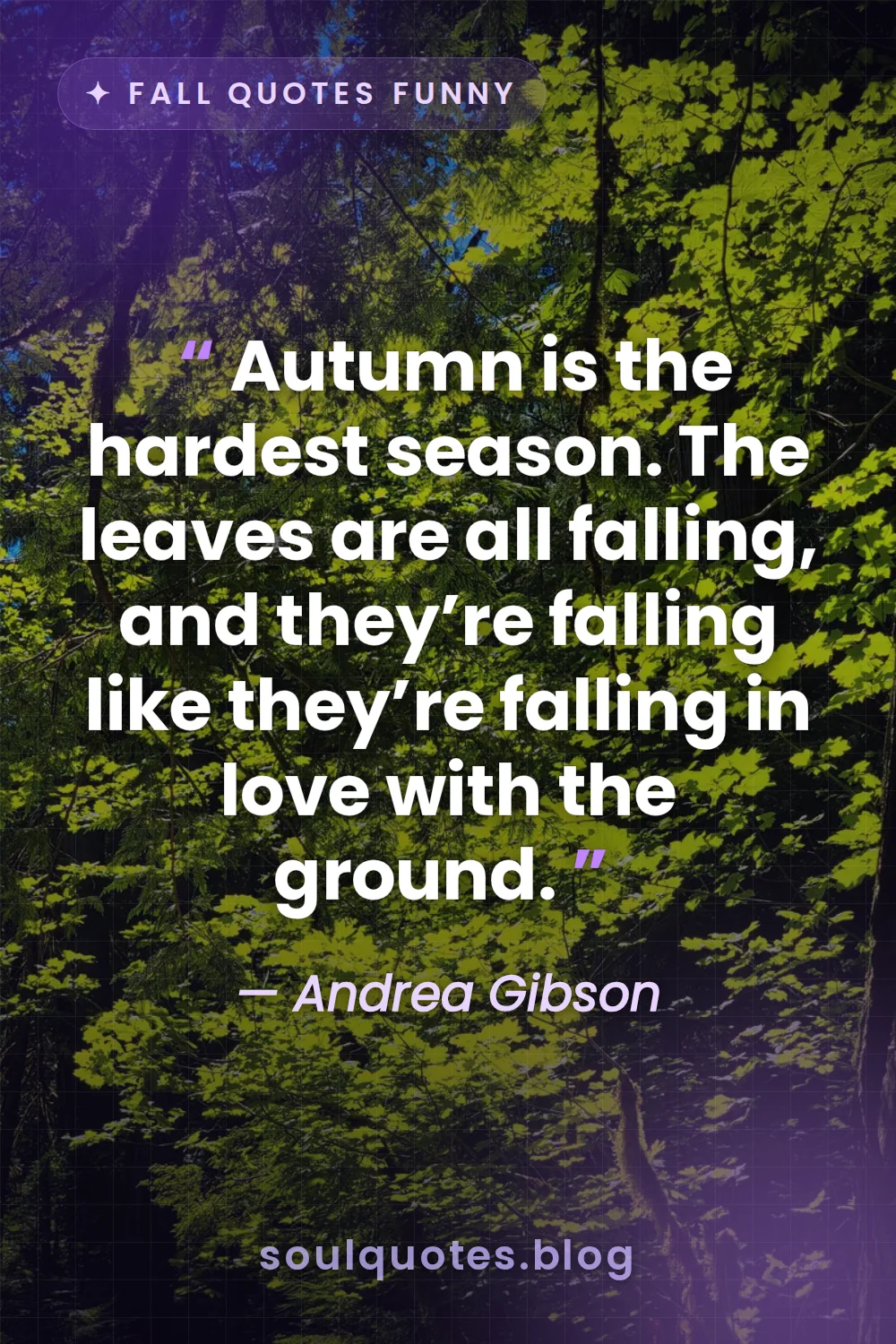 falling golden leaves drifting through a dense woodland canopy