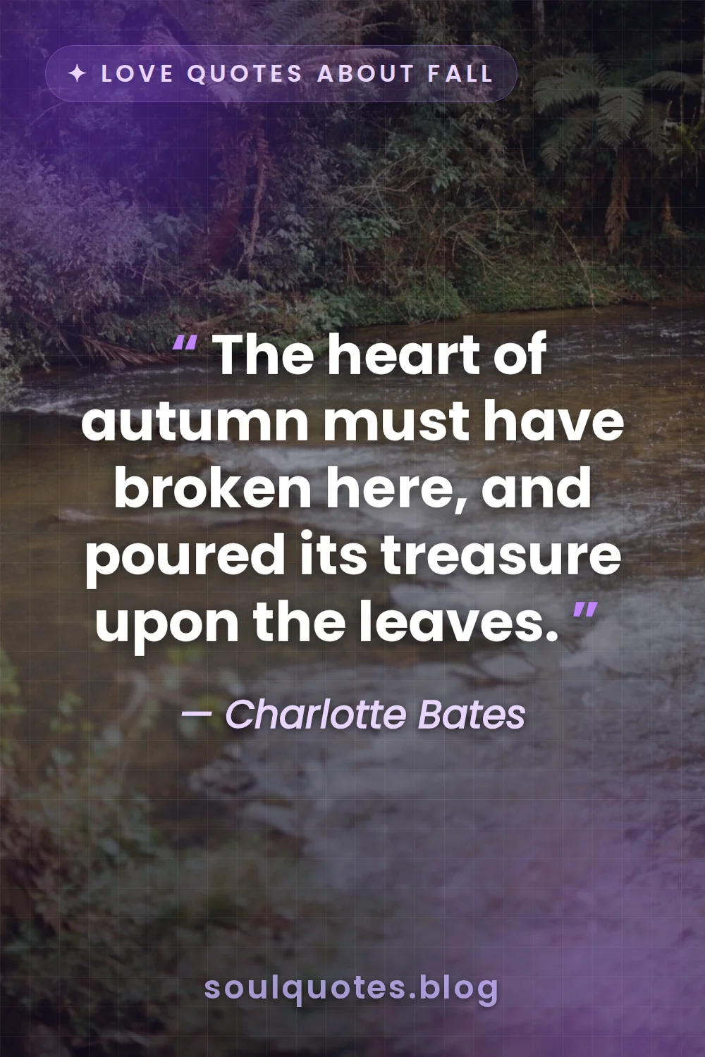 golden leaves floating down a slow moving river